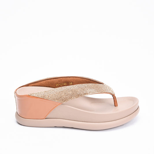 Elegant Beige Comfort Wedge Slippers | 733R-B