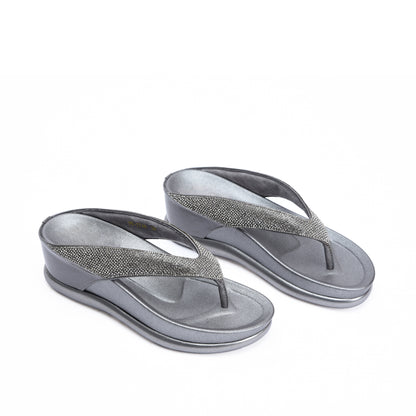 Elegant Grey Comfort Wedge Slippers | 733R-G