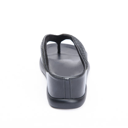 Elegant Black Comfort Wedge Slippers | 733R-C