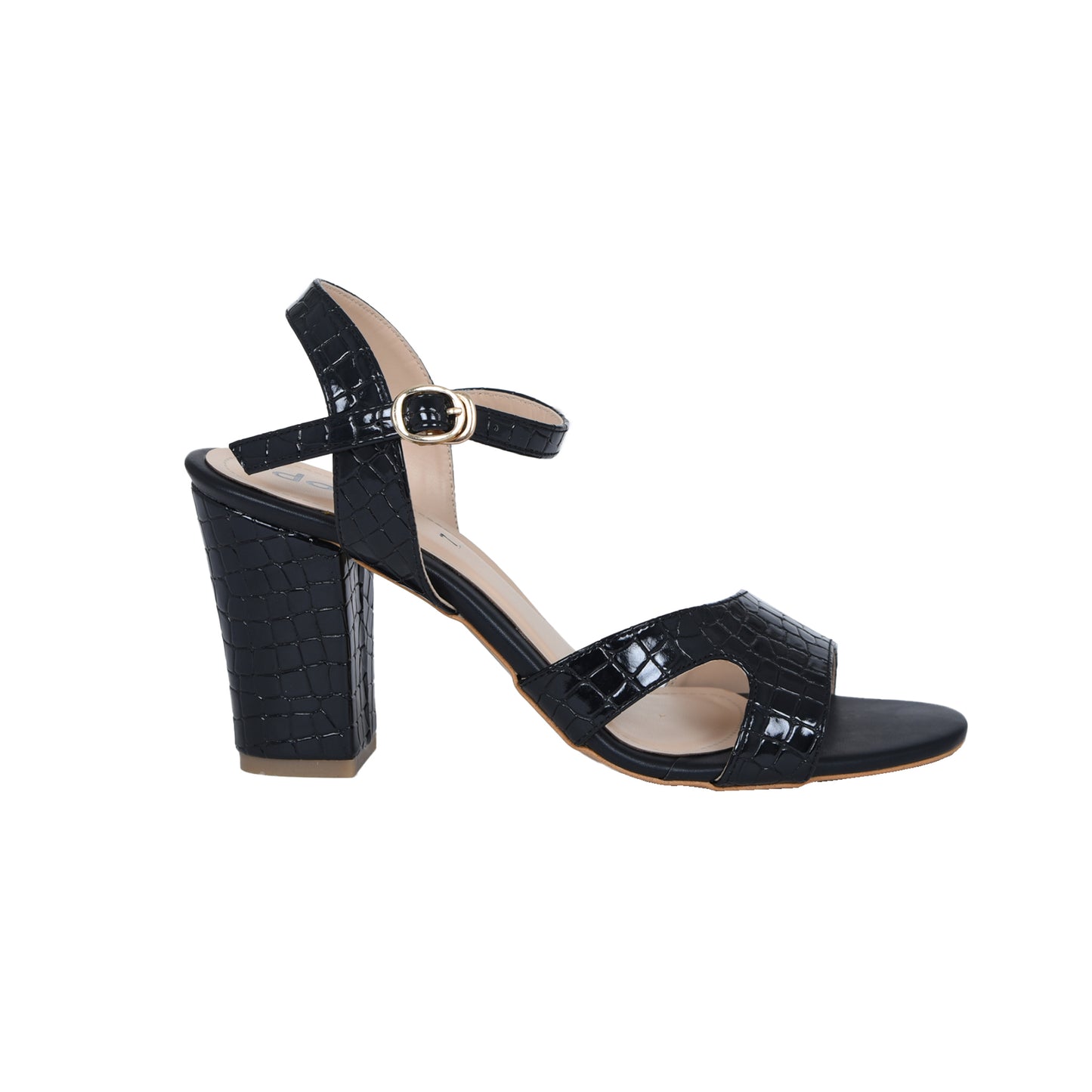 Sophisticated Black Block Heel Sandals with Ankle Strap | 246D-C