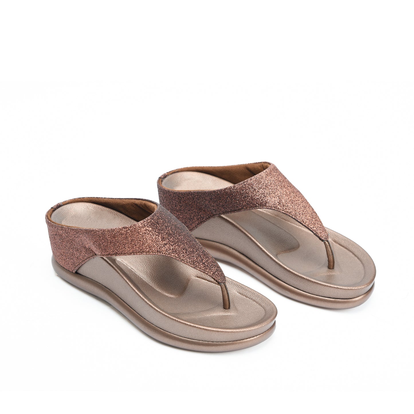 Chic Bronze Comfort Wedge Slippers | 735RB-X