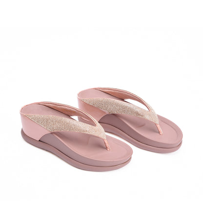 Elegant Pink Comfort Wedge Slippers | 733R-P