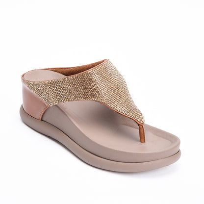 Chic Beige Comfort Wedge Slippers | 734R-B
