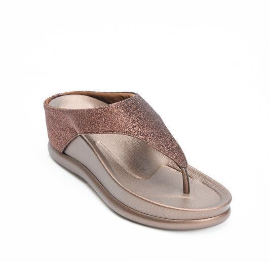 Chic Bronze Comfort Wedge Slippers | 735RB-X