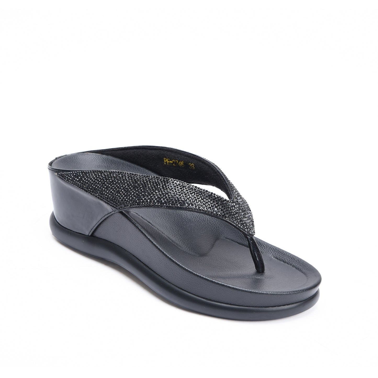 Elegant Black Comfort Wedge Slippers | 733R-C