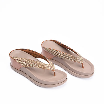 Elegant Beige Comfort Wedge Slippers | 733R-B