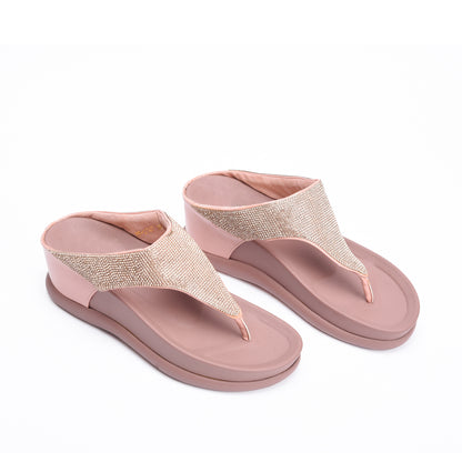 Chic Pink Comfort Wedge Slippers | 734R-P