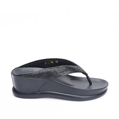 Elegant Black Comfort Wedge Slippers | 733R-C