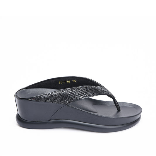 Elegant Black Comfort Wedge Slippers | 733R-C
