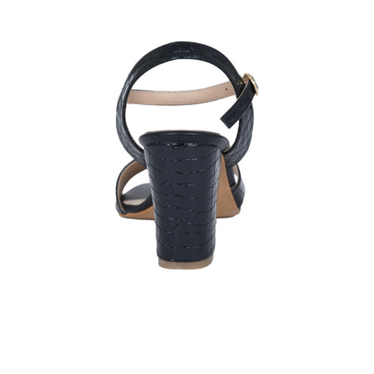 Sophisticated Black Block Heel Sandals with Ankle Strap | 246D-C