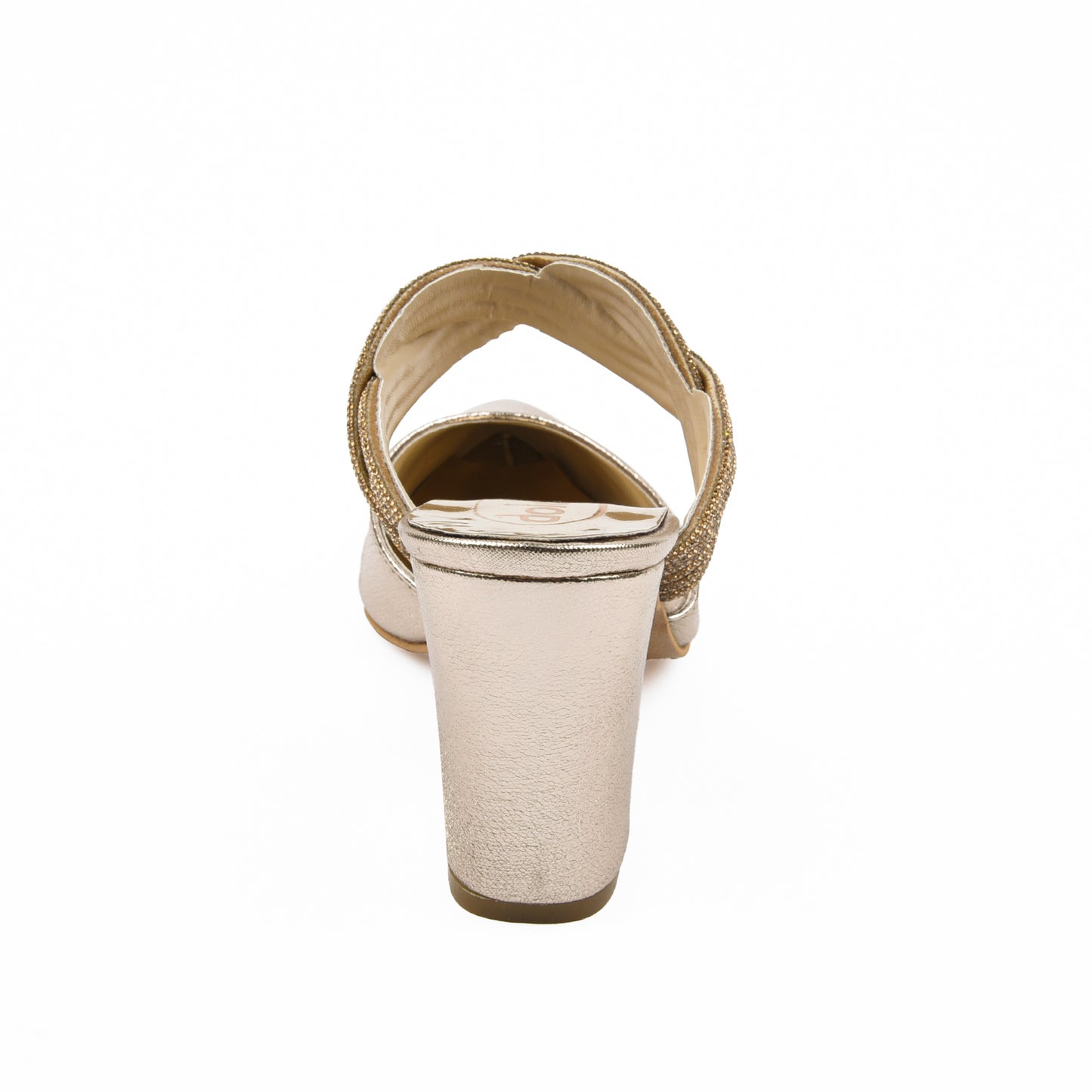 Silver Metallic Block Heels with Twisted Strap | 497L-X