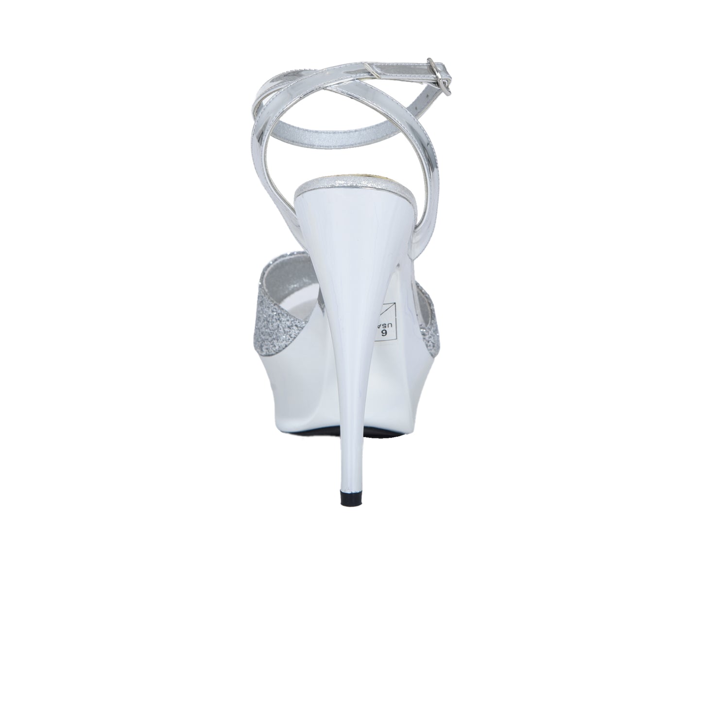 Glamorous Silver Platform Heels with Ankle Strap | 244D-S