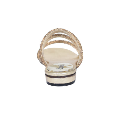 Elegant Gold Strappy Flats Slippers | 510J-X