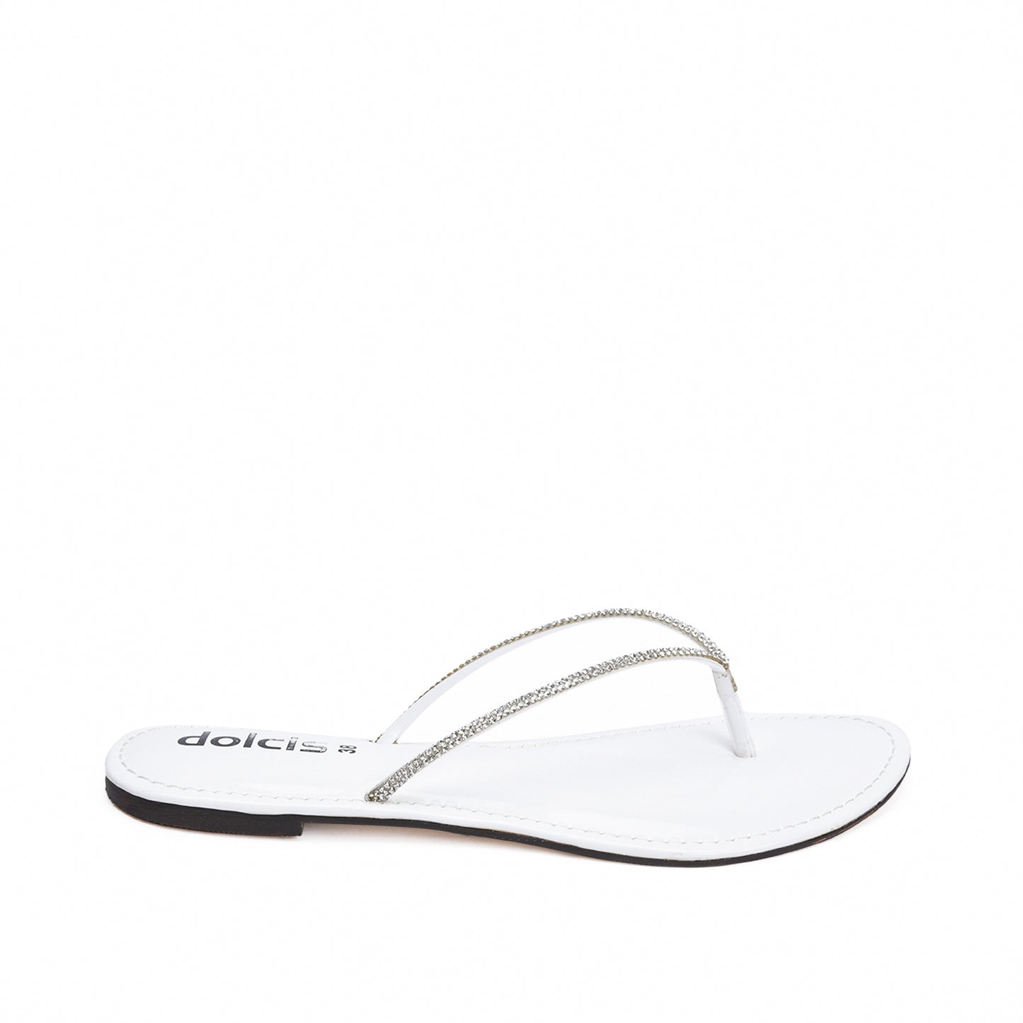 Chic White Patent Leather Flip Flops Slippers | 717R-W