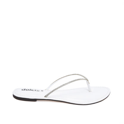 Chic White Patent Leather Flip Flops Slippers | 717R-W