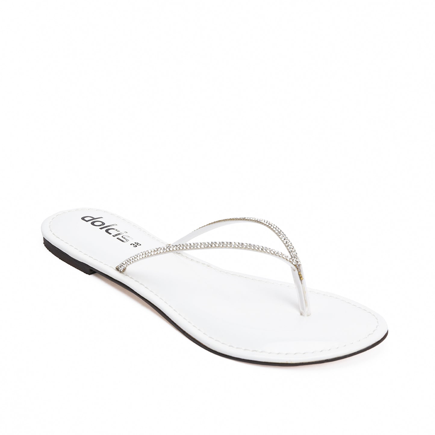 Chic White Patent Leather Flip Flops Slippers | 717R-W