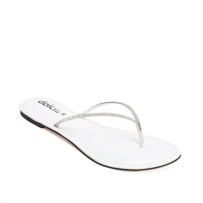 Chic White Patent Leather Flip Flops Slippers | 717R-W