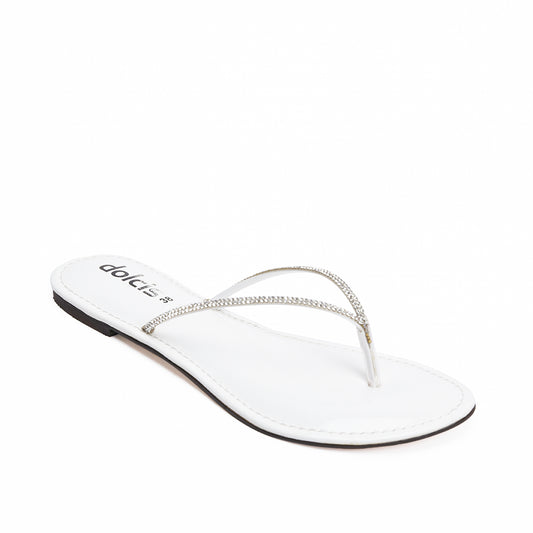 Chic White Patent Leather Flip Flops Slippers | 717R-W