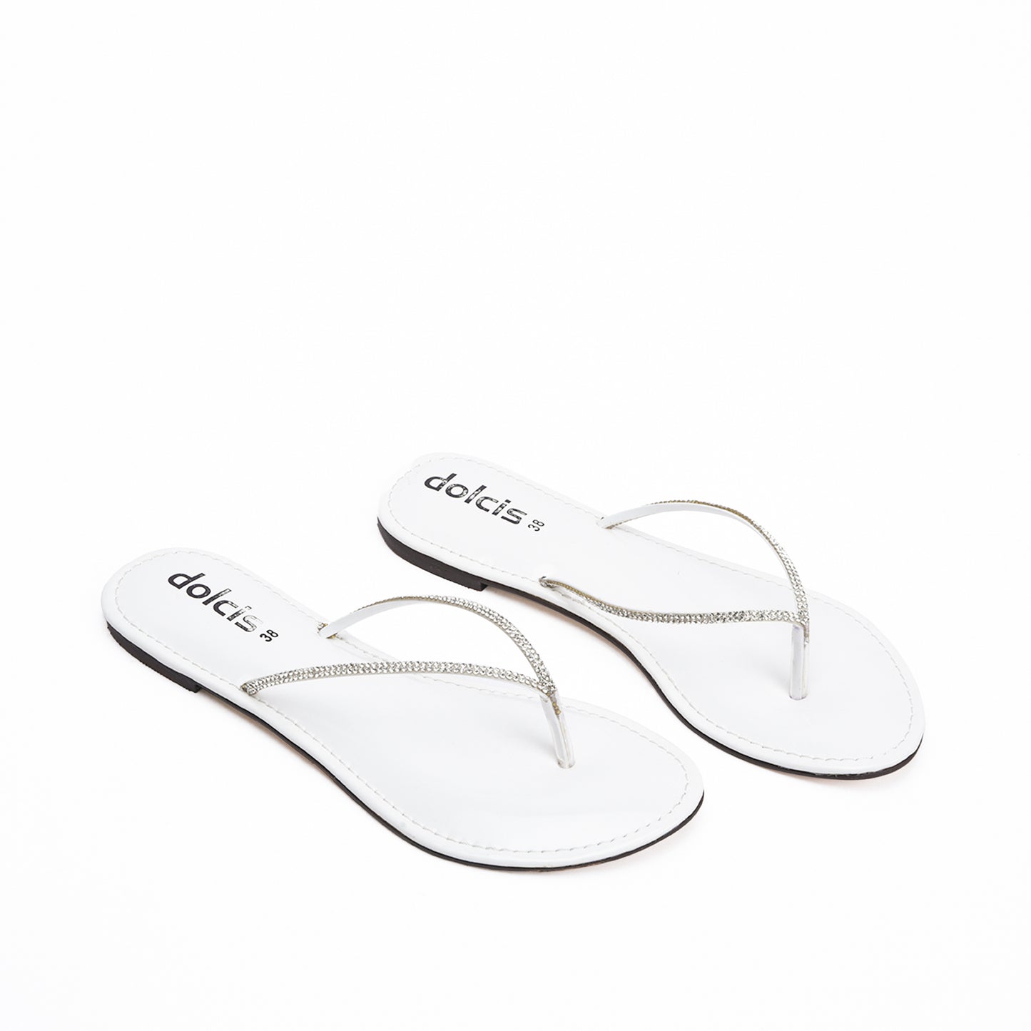 Chic White Patent Leather Flip Flops Slippers | 717R-W
