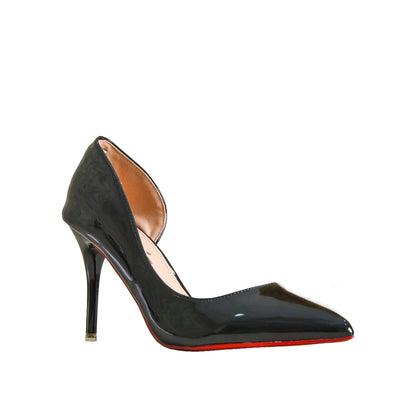 Classic Black Patent Leather Pumps with Red Sole | 442L-C