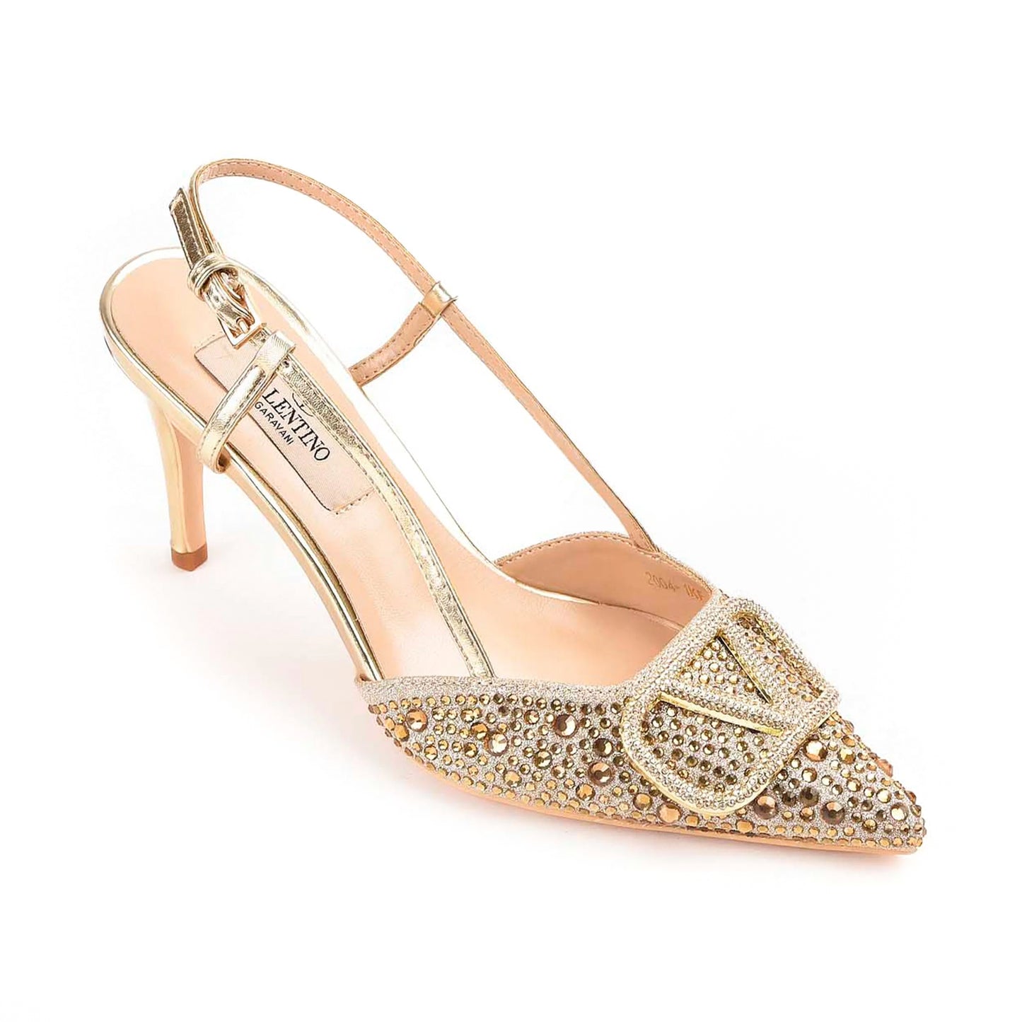 Gold Studded Slingback Heels | 479M-X