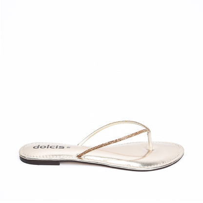 Glamorous Gold Patent Leather Flip Flops Slippers | 717R-X