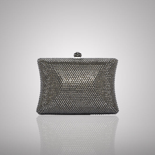 Elegant Dark Rectangular Swarovski Clutch | 0C830-G