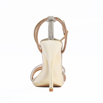 Elegant Gold Strappy High Heels with Ankle Strap | 240D-XT Dolcis
