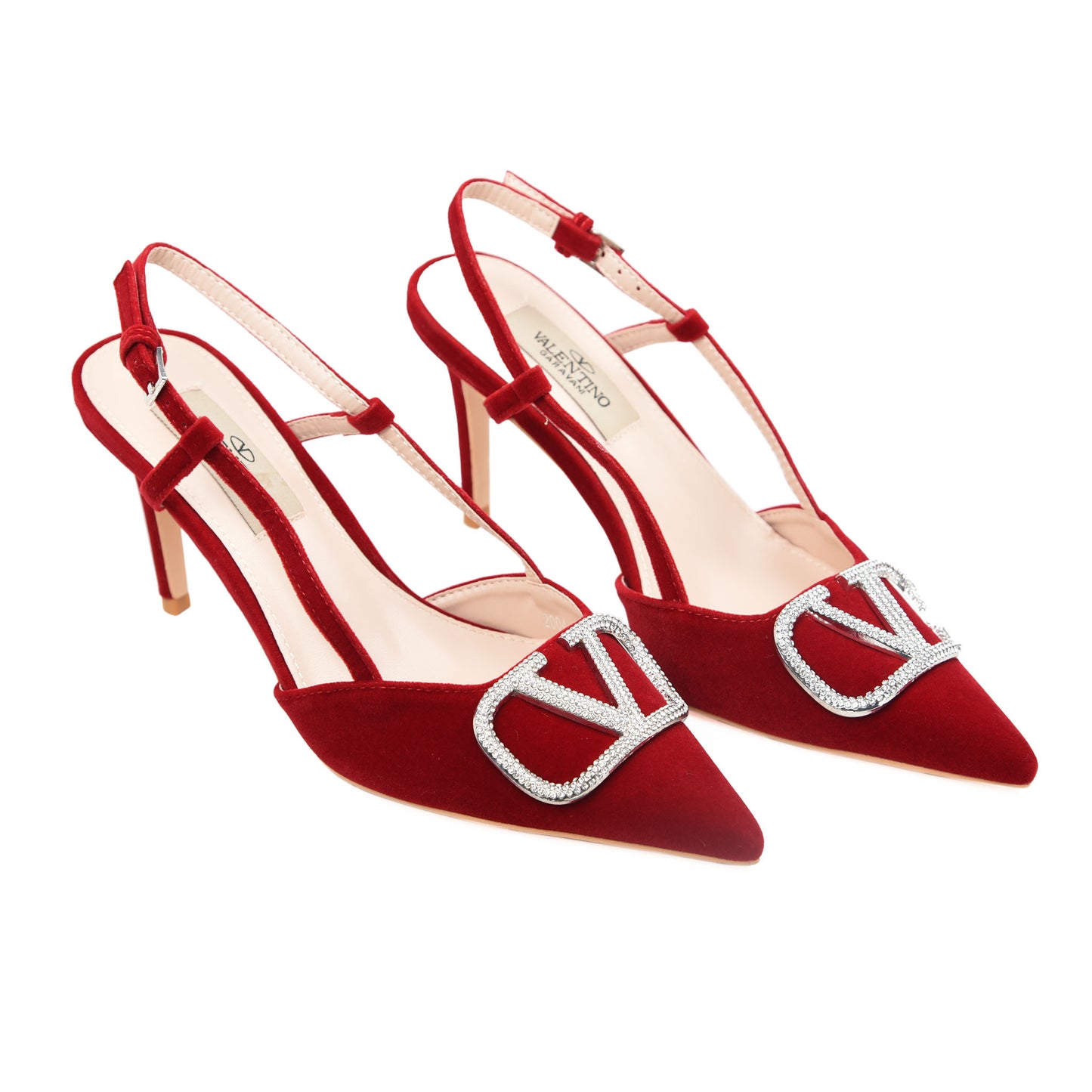 Chic Red Slingback Heels with Buckle | 435L-E