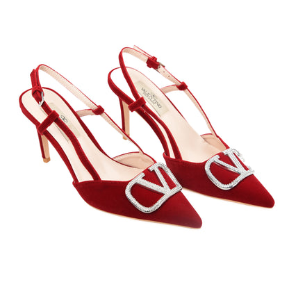Chic Red Slingback Heels with Buckle | 435L-E