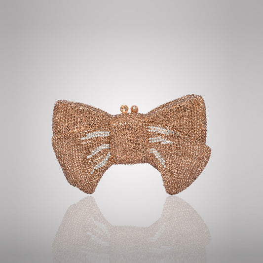 Chic Bronze Bow Swarovski Crystal Clutch | 0C942-XT