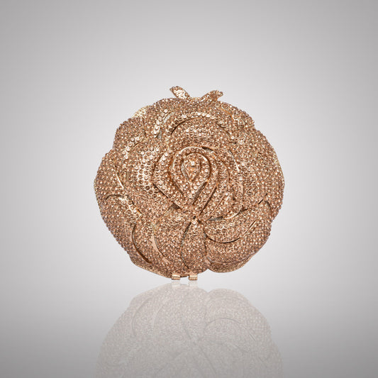 Chic Gold Rose Swarovski Crystal Clutch | 0C920-X