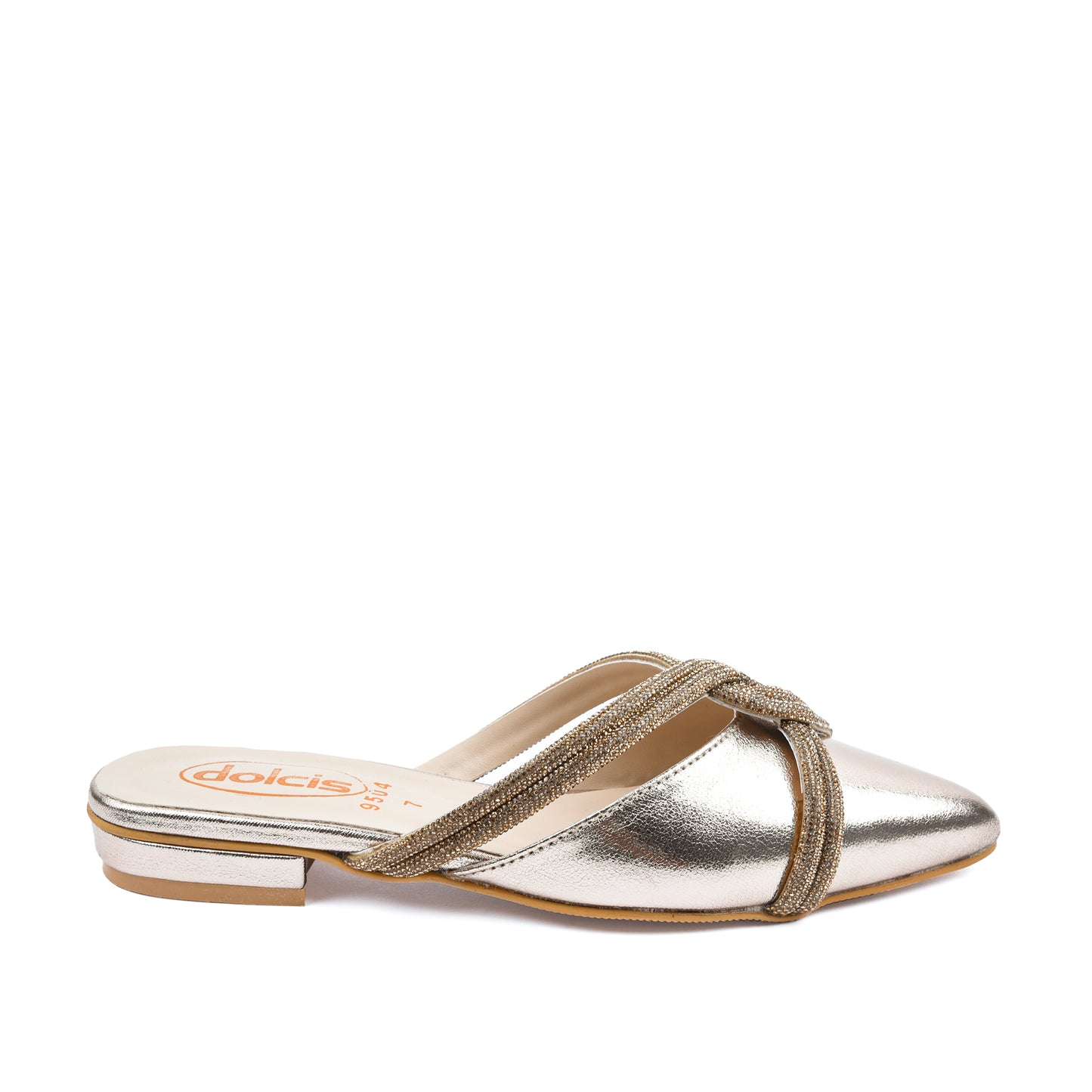 Chic Silver Strappy Flat Mules | 405M-X