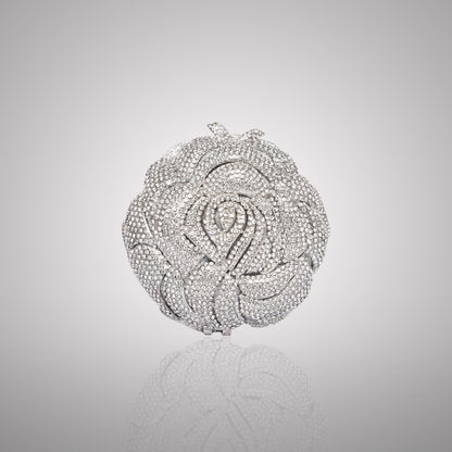 Premium Silver Rose Swarovski Crystal Clutch | 0C920-S
