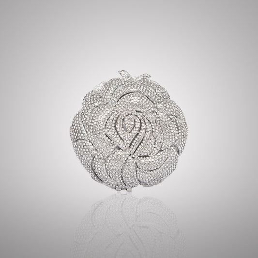 Premium Silver Rose Swarovski Crystal Clutch | 0C920-S
