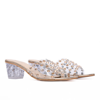 ﻿Chic Clear Embellished Heels | 562H-X