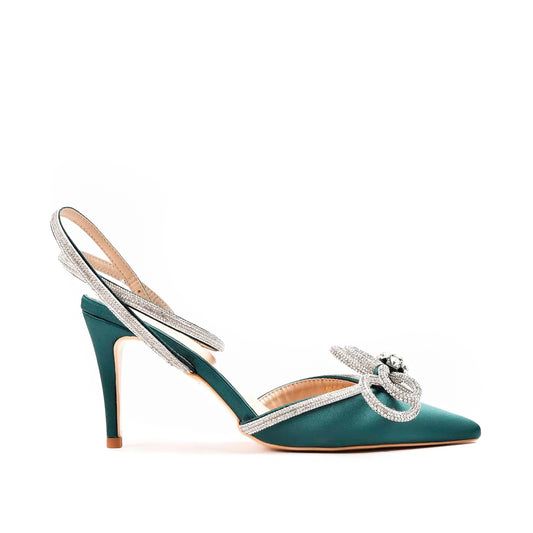 Elegant Teal Embellished Heels | 449L-K