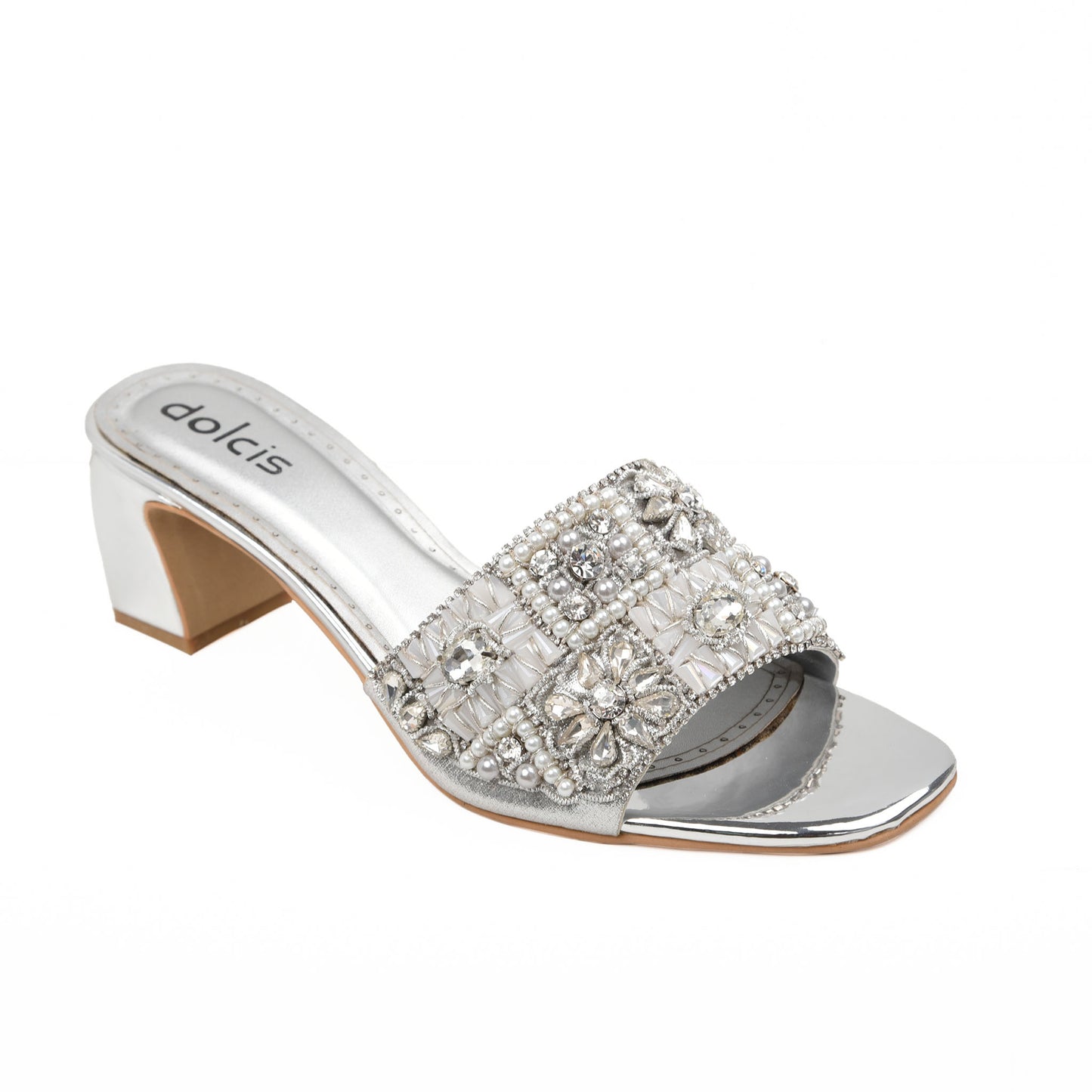 ﻿Elegant Silver Embellished Heels | 556H-S