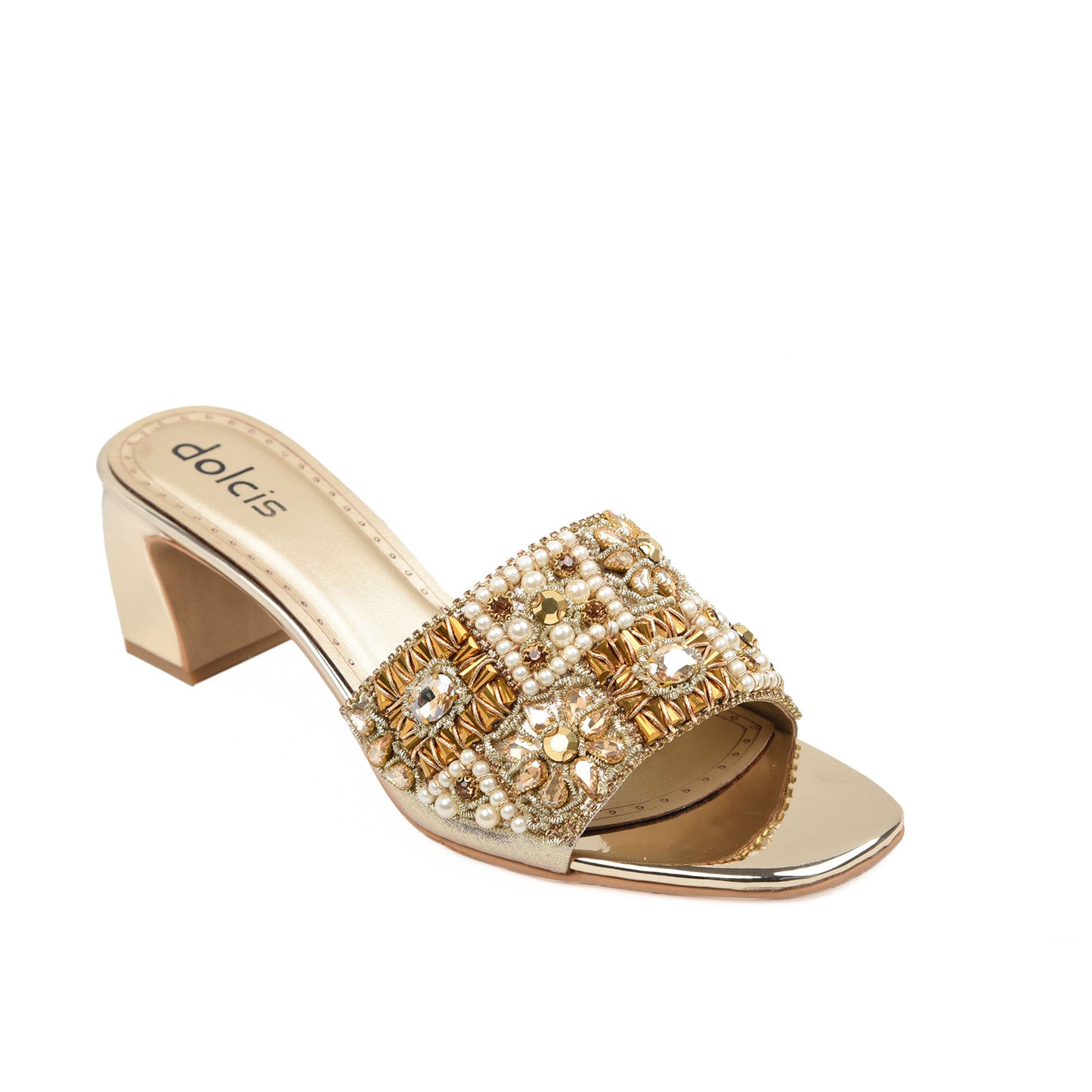 ﻿Elegant Gold Embellished Heels | 556H-X