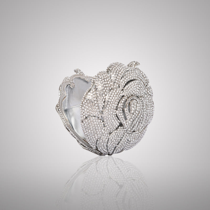 Premium Silver Rose Swarovski Crystal Clutch | 0C920-S