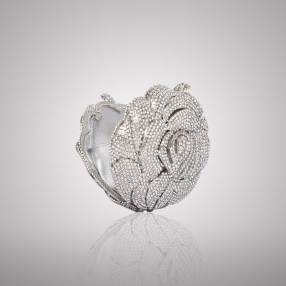 Premium Silver Rose Swarovski Crystal Clutch | 0C920-S