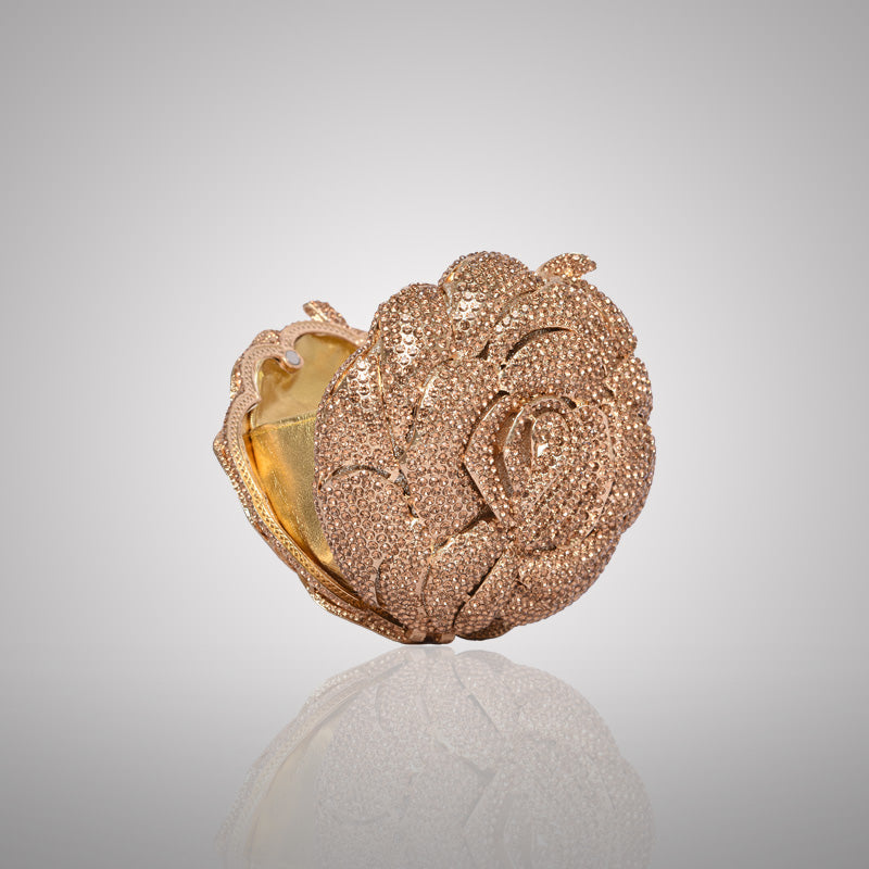 Chic Gold Rose Swarovski Crystal Clutch | 0C920-X