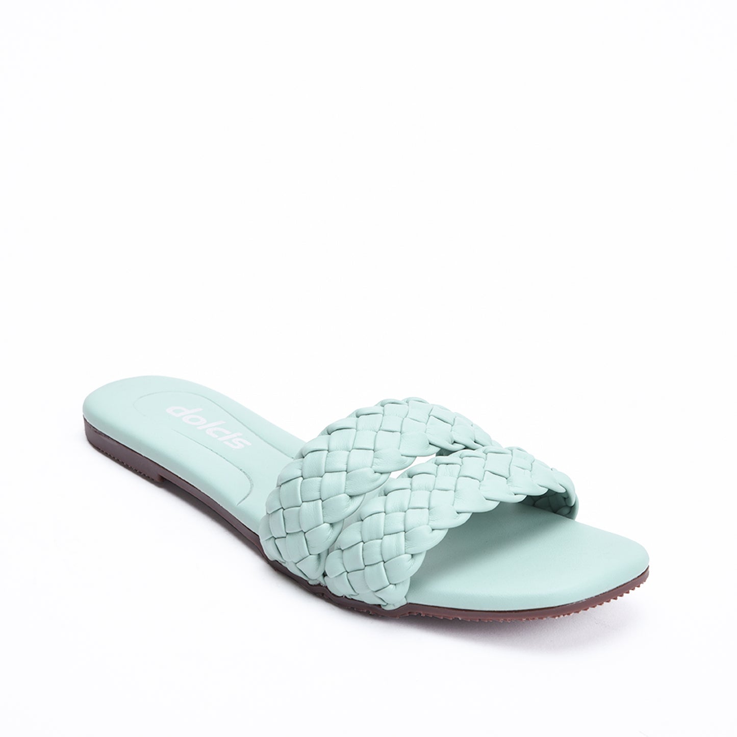 Trendy Mint Green Braided Flats Slippers | 566J-K