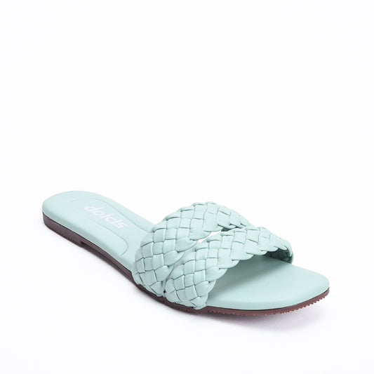 Trendy Mint Green Braided Flats Slippers | 566J-K
