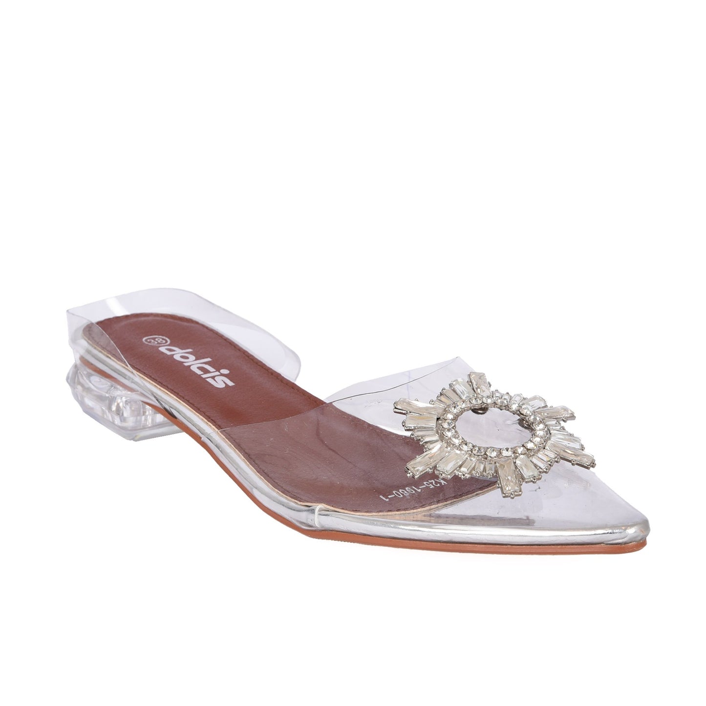 Chic Transparent Mule Flats with Embellishment Slippers | 279C-S
