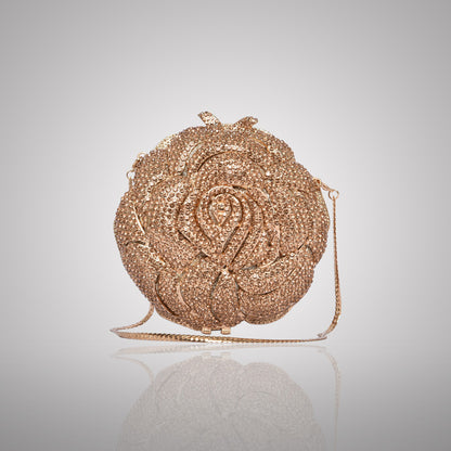 Chic Gold Rose Swarovski Crystal Clutch | 0C920-X