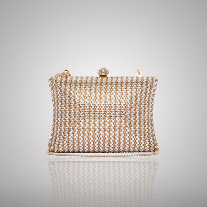 Elegant Light Rectangular Swarovski Clutch | 0C830-XT