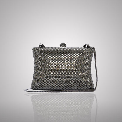 Elegant Dark Rectangular Swarovski Clutch | 0C830-G
