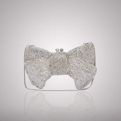 Stunning White Bow Swarovski Crystal Clutch | 0C942-S
