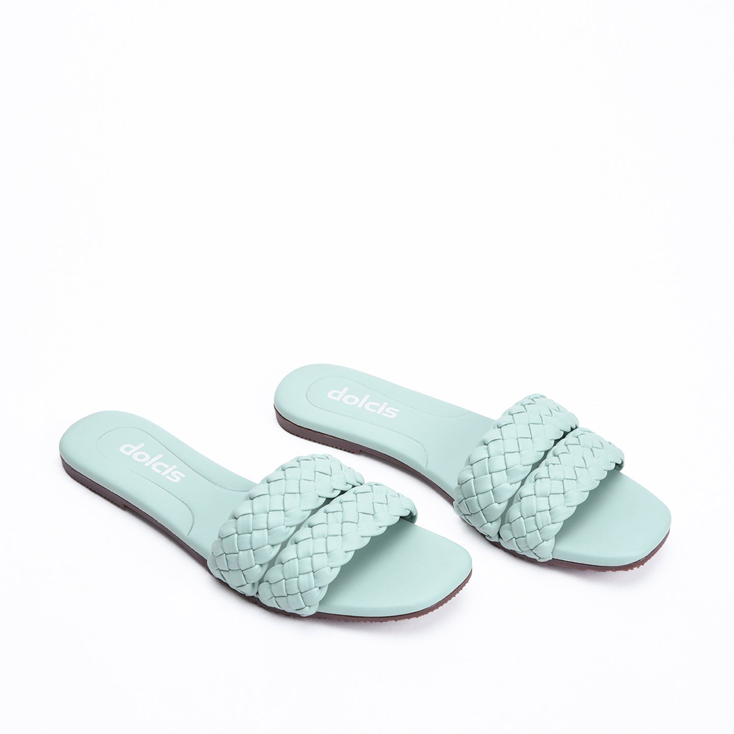 Trendy Mint Green Braided Flats Slippers | 566J-K